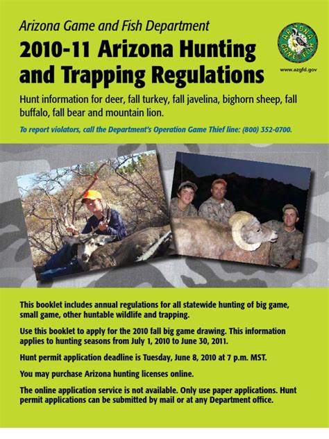 Arizona Hunting amp Trapping Regulations 2011 12