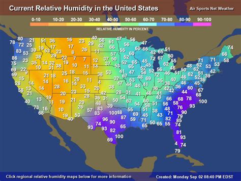 Arizona Relative Humidity Map - Air Sports Net