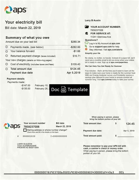 Arizona Utility Bill Template PSD PSD Templates