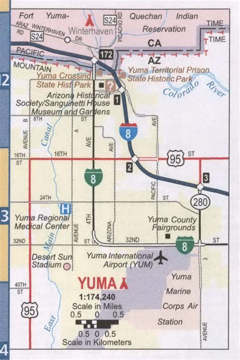 Interactive free online map of Yuma. USA / Arizona / Yuma. This Open Street Map of Yuma features the full detailed scheme of Yuma streets and roads. Use the plus/minus buttons on the map to zoom in or out. Also check out the satellite map, Bing map, things to do in Yuma and some more videos about Yuma.. 