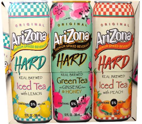  Spiked Beverage, Premium, Iced Teas, Original, Party Pack 21+ Years 4 Lemon tea; 4 Green tea; 4 Peach tea. Malt beverage with natural flavor. Real brewed. Contains 5% alc./vol. 10 Produced and bottled by Hornell Brewing Co., Keasbey, NJ. . 
