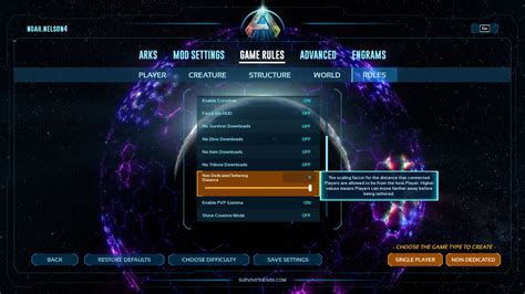 Ark survival ascended tether distance fix. Mar 13, 2024 · To adjust the tether distance in ARK: Survival Ascended, follow the steps given below: Navigate to the ‘Host/Local’ option in the main menu. Locate the ‘General’ tab. Scroll down to the ‘Non-Dedicated Host Tether Distance’ setting. Adjust the slider or type in your preferred number. 
