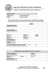 Arkansas Community Fire Prevention Grant Program Application Fill Out