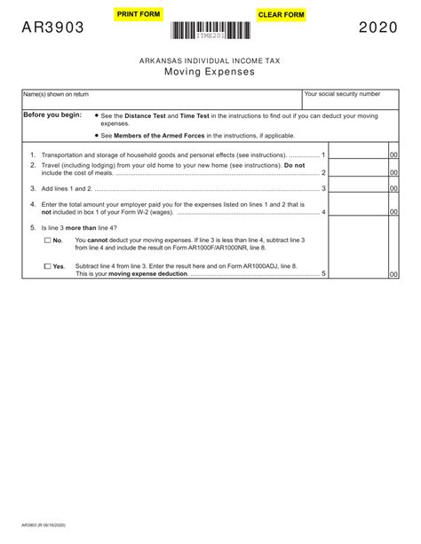 Arkansas Form AR3903 (Moving Expenses) - 2024 Arkansas …