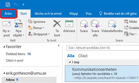 Arkivera mail outlook