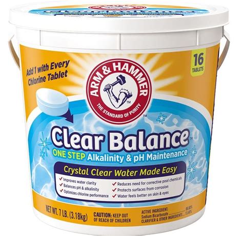 Clear Balance Pool Maintenance Tablets. June 15, 2022. darlenem. DALTON, GA. Clear Balance Pool Maintenance Tablets makes my life easier for sure. It's perfect for keeping the pool sparkling clean and fresh now that warm weather is here, I'm ready for outdoor entertaining with a little help from ARM & HAMMER Baking Soda!. 