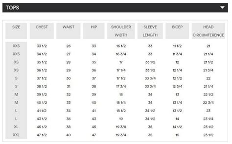 Armani Size Chart