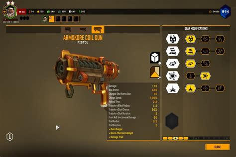 Armskore coil gun build. The Coil Gun then serves as your AoE/CC utility tool. When swarms come, wrangle them together and once you get them on you, fire in a W pattern and then go to town with good ol' Bertha. Build 2. Minigun - Lead Storm 21112 OR Autocannon - Big Bertha 31111 OR Hurricane - Jet Fuel Homebrew 12212. 