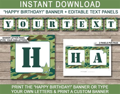 Army Camo Banner Template Happy Birthday …