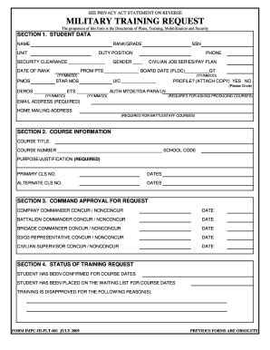 Army Training Army Training Request Form
