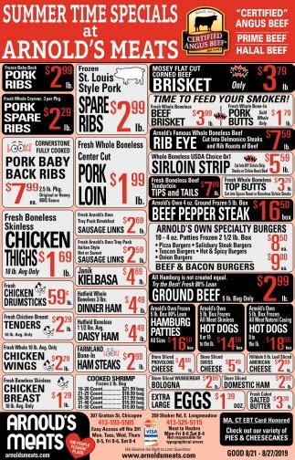 Arnold's Weekly Ad: 8/2 - 8/8 arnoldsmeats.com Arnold's Meats Chicopee, Massachusetts, East Longmeadow, Massachusetts - The Ultimate Butcher Shop - Value, Discounts, Family Owned, Western Massachusetts, Pioneer Valley, Springfield, Massachusetts, Chicopee, East Longmeadow, Holyoke, South...