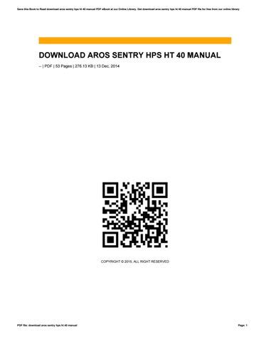 Aros sentry hps ht 40 manual. - Yamaha zuma yw50ap 2009 manuale di servizio di riparazione.