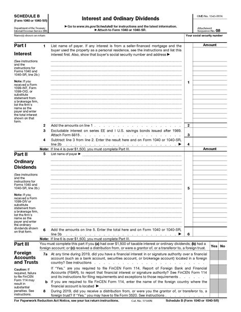 Around Schedule B (Form 1040), Interest and Ordinary Dividends