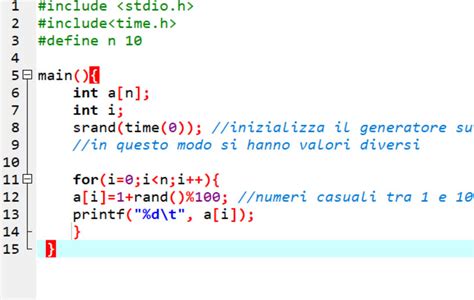 Array con numeri random in C, inserire numeri random in C