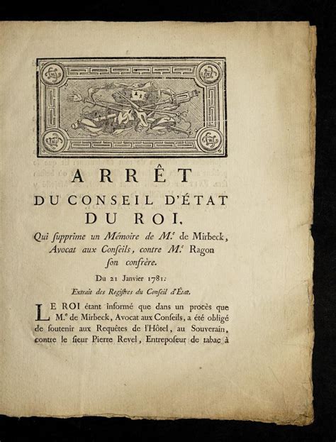 Arre t du conseil d'e tat du roi, du 25 mai 1781. - Arte italiana della legatura del libro..