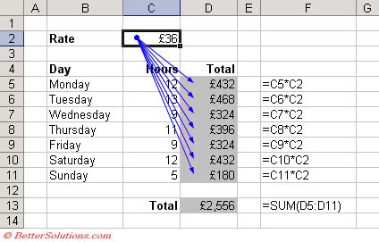 Arrows in excel formula