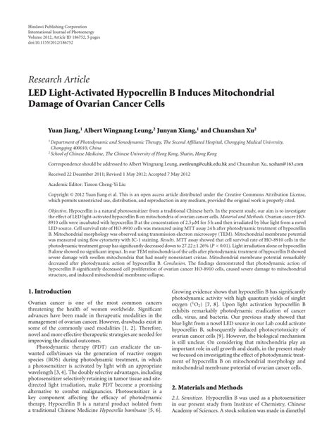 Artículo: LED Light-Activated Hypocrellin B Induces Mitochondrial ...