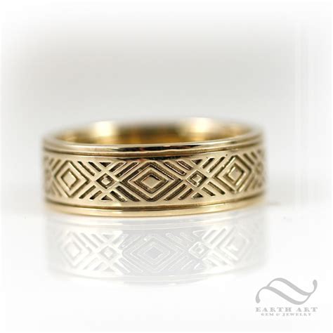 Art Deco Mens Wedding Band