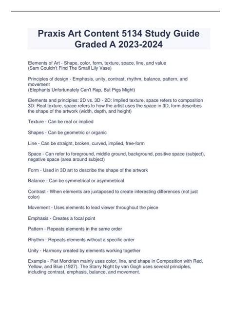 Art Praxis 5134 Study Guide