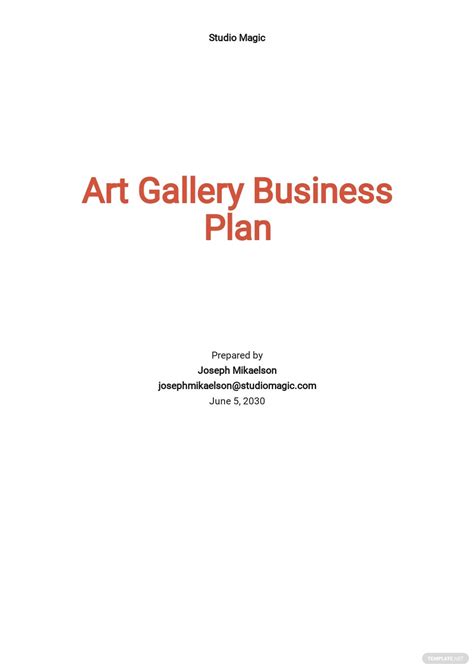Art School Gallery Business Plan