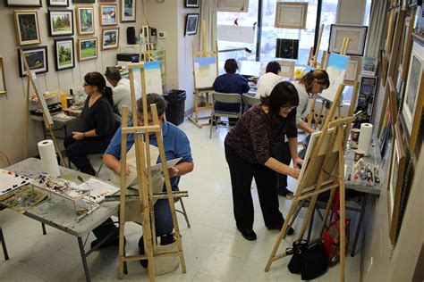 Art classes for adults. We sign students up monthly. A typical month costs $88.64 and that gets the student, four 2-hour classes. Once a week (same time, same day) the student will bring their project and supplies and take on lessons to improve their skill. There are 4-12 students in a classroom (depending on the size of the studio). 