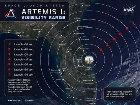 Artemis 1 launch viewing map.  Agency officials announced the target d...