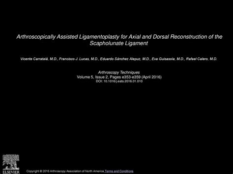 Arthroscopically Assisted Ligamentoplasty for Axial and Dorsal ...