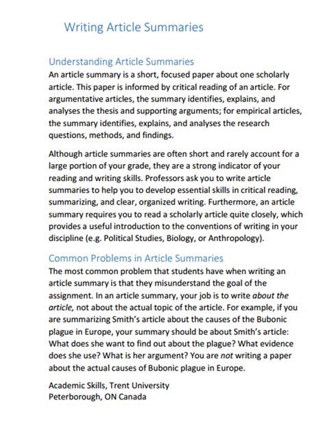 how to write a summary essay of an article