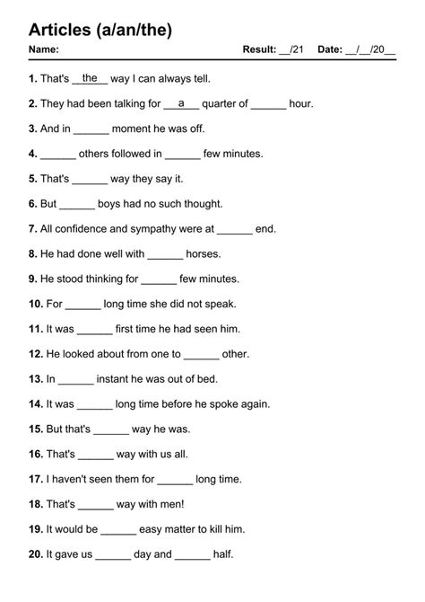 Articles In English Grammar Exercises Pdf