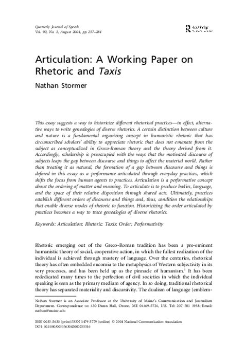 Articulation: A Working Paper on Rhetoric and Taxis - Academia.edu