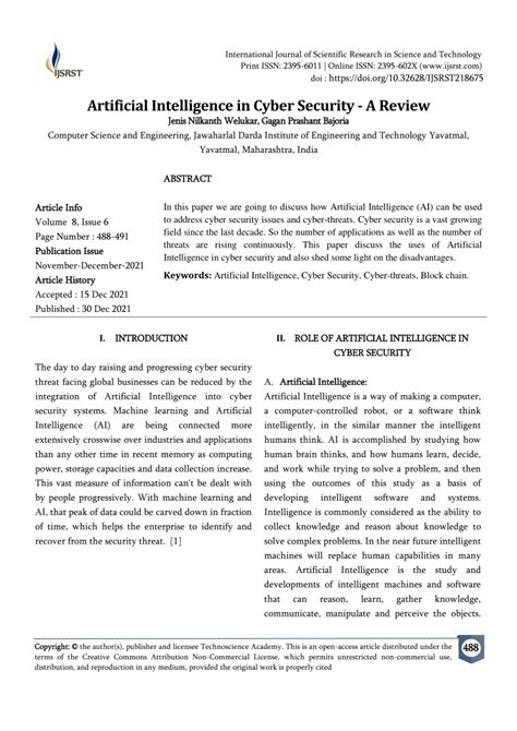Artificial intelligence in cyber security research paper pdf.  The mea...