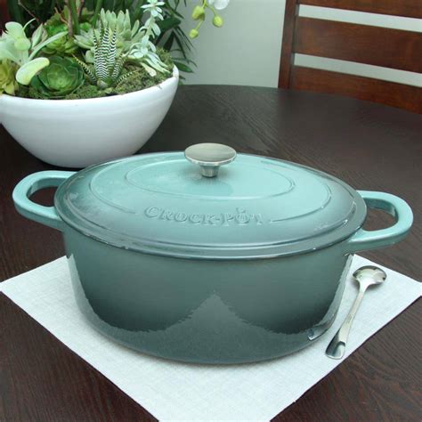 Artisan 7 qt. Oval Cast Iron Nonstick Dutch Oven in Slate Gray with Lid