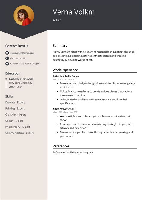 Artist Resume/Artist CV Sample—Examples and Writing Tips