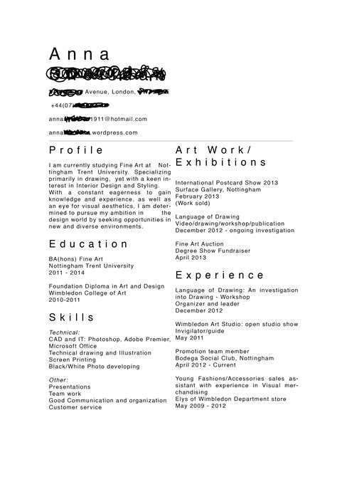 Artist resume template. An artistic CV format that excellently illustrates your skills and experiences clearly. 