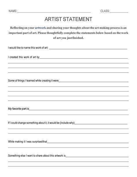 Artist statement template