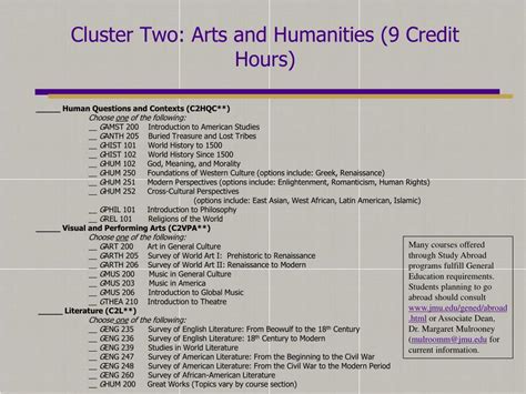 Arts and Humanities: Requirements - JMU - James …