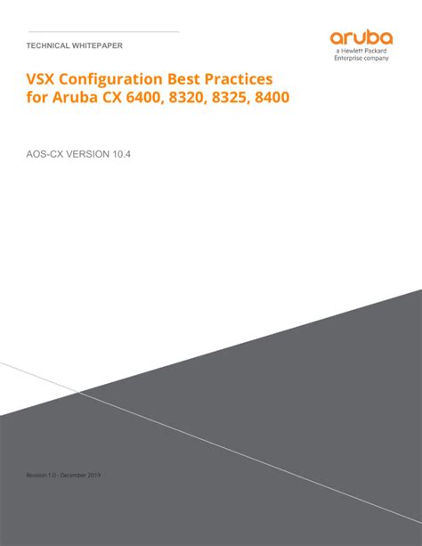 Aruba vsx best practices.  Please refer to the VSX Best Practices for system-mac value...