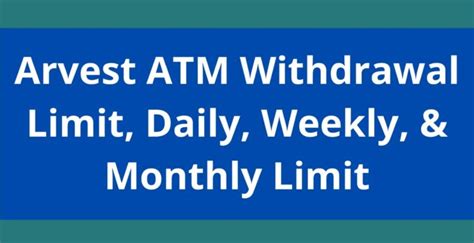 Arvest atm withdrawal limit. Things To Know About Arvest atm withdrawal limit. 