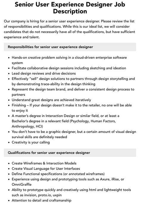 As a Senior User Experience