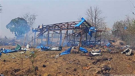 As fighting surges in Myanmar, an airstrike in the west reportedly kills 11 civilians