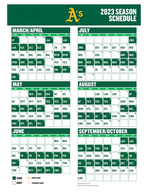 View the 2023 Oakland Athletics Schedule on