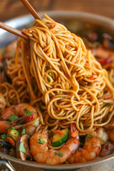 Asain noodle. Lo Mein. Lo mein are a popular Chinese noodle made from wheat and egg and are similar to spaghetti in shape, appearance, and texture. They have a good chew to their bite. HOW TO USE: Lo Mein noodles are almost fool proof to use. They work great in dishes with heavy sauces and chunky ingredients, like stir fries. 