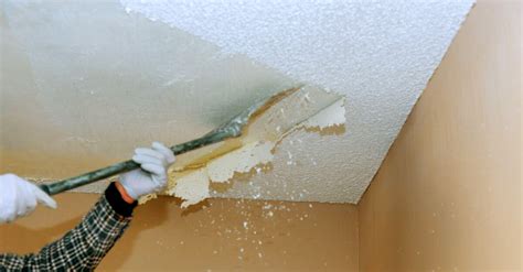 Asbestos in popcorn ceiling. Popcorn ceiling asbestos is common in older homes and most likely in homes built before the 1980s. It was a popular material due to its heat resistance and durability. However, after it was discovered that asbestos was hazardous to health, the use of ceiling products made with asbestos was banned. 