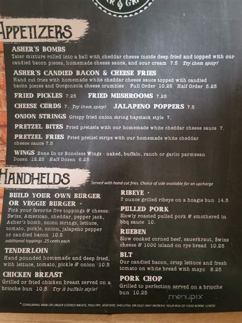 Ashers bar and grill menu. Things To Know About Ashers bar and grill menu. 