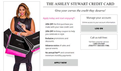  You hereby authorize Comenity Bank ("us" or "we") to furnish our decision to issue an account to you to The Ashley Stewart Credit Card account. You hereby authorize us to furnish, if your application is approved, information concerning your account to credit bureaus, other creditors and The Ashley Stewart Credit Card account. . 