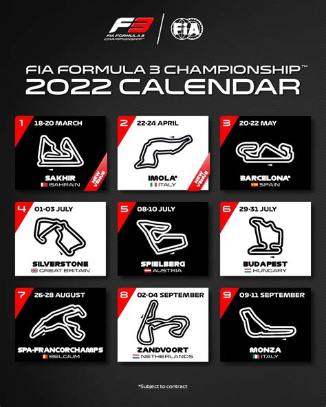Asian F3 2022 Calendar