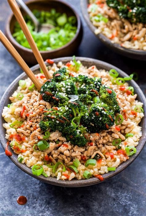 Asian Ground Turkey and Broccoli Cauliflower Rice Bowls