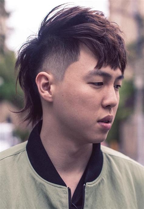 Asian mullet cut. Straight hair: “Cut the whole thing with a feather razor.”. Thick/coarse hair: “Ask the barber for lots of round layers to make sure it’s not too heavy.”. Thinning/patchy hair: “Make ... 