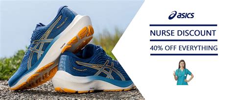 Asics nurse discount. After verification approval, you will receive on-screen and via email a one-time use promo code for a discount off qualifying full priced products online at ASICS.com or at an ASICS retail store. For Online Discounts: Copy your code from the screen or verification email (you must use the full code inclusive of any dashes). 