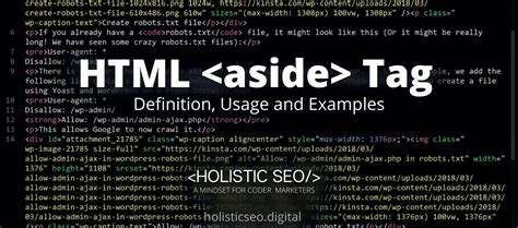 Aside tag html.  Asides are frequently presented as sidebars or call Definition and Usag...